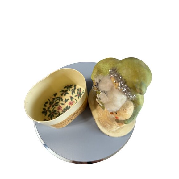 Rare Nicole Sayre Paper Mache Santa With Snowman Box Midwest Of Cannon Falls 13" - Picture 9 of 10